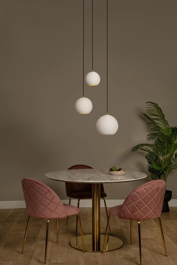 Lucide BINA - Hanglamp - Ø 40 cm - 3xE27 - Wit - sfeer 1